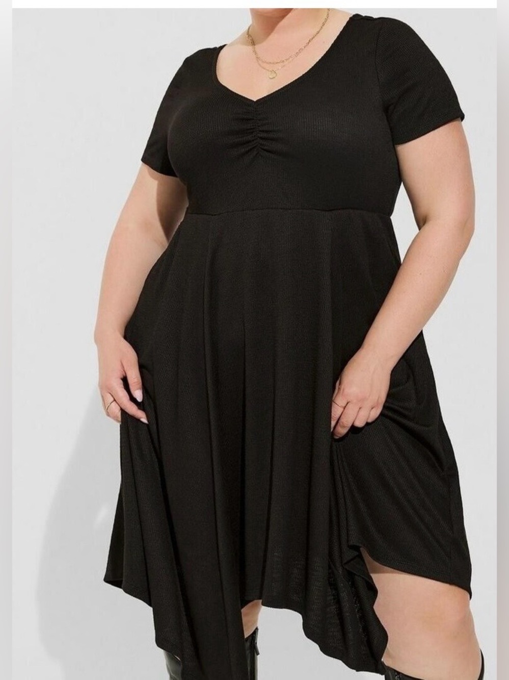 Torrid Midi Rib Knit Skater Dress Stretch Women Size 00/medium Gothic Biker NEW